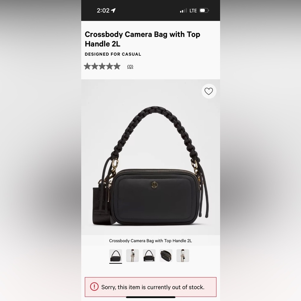 NWT Lululemon Crossbody Camera Bag with Top Handle - BLACK